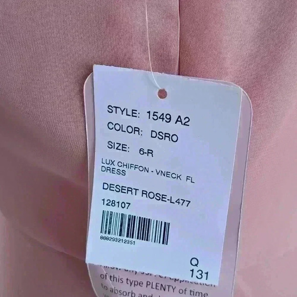 After Six V-Neck Chiffon Maxi Dress - Color: Desert Rose - Size: 6 - Picture 8 of 9